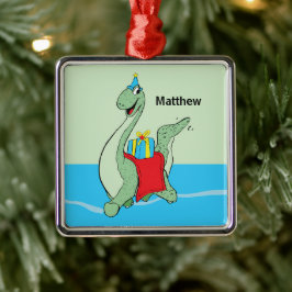 Douanenaam, Jongen, Verjaardag Dinosaurus Metalen Ornament