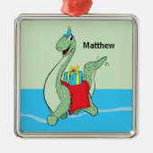 Douanenaam, Jongen, Verjaardag Dinosaurus Metalen Ornament (Voorkant)