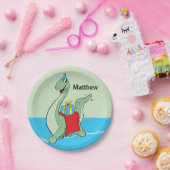 Douanenaam, Jongen, Verjaardag Dinosaurus Papieren Bordje (Feest)