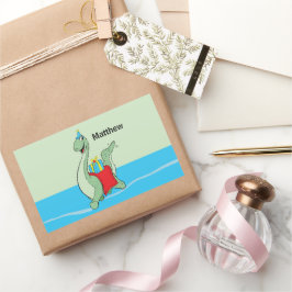 Douanenaam, Jongen, Verjaardag Dinosaurus Rechthoekige Sticker