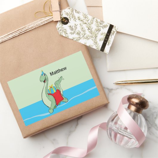 Douanenaam, Jongen, Verjaardag Dinosaurus Rechthoekige Sticker (Geschenken)