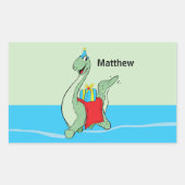 Douanenaam, Jongen, Verjaardag Dinosaurus Rechthoekige Sticker (Voorkant)