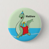 Douanenaam, Jongen, Verjaardag Dinosaurus Ronde Button 5,7 Cm (Voorkant)