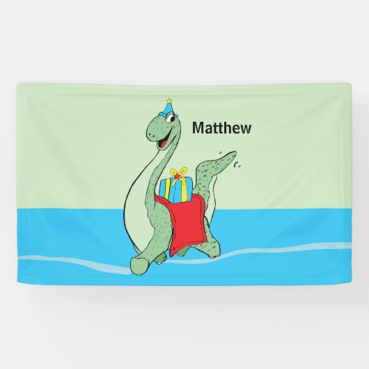 Douanenaam, Jongen, Verjaardag Dinosaurus Spandoek (Horizontaal)