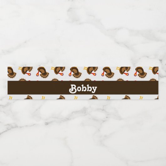 Douanenaam kalkoenvogels op grijs waterfles etiket (Enkel label)