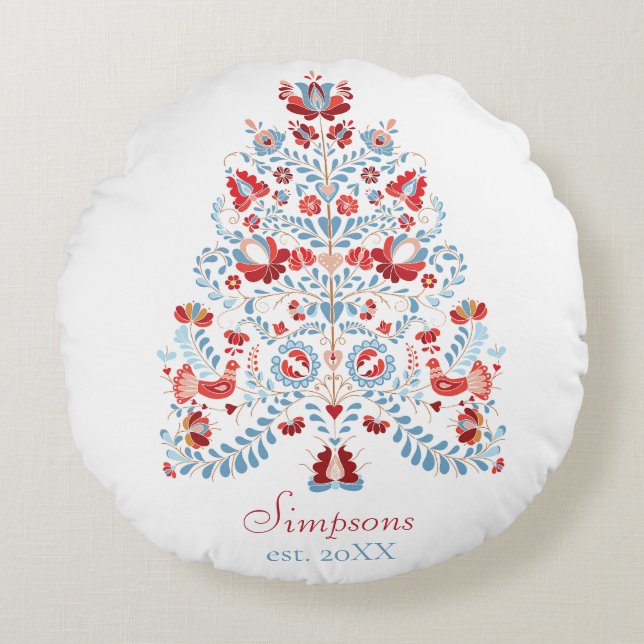 Douanenaam Kerstmishuisdecor Rond Kussen (Voorkant)