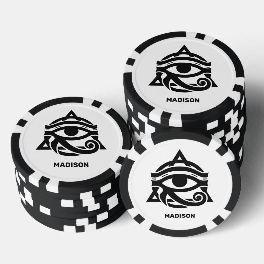 Douanenaam & Kleur Oog van Horus Poker Chips (Opstapeling)