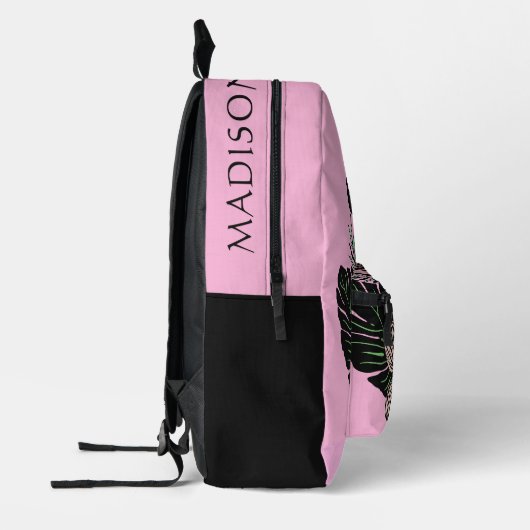 Douanenaam & Kleur Roze Flamingo Bedrukte Rugzak (Links)