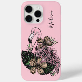 Douanenaam & Kleur Roze Flamingo iPhone 15 Pro Max Hoesje