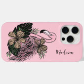 Douanenaam & Kleur Roze Flamingo Case-Mate iPhone Case (Achterkant (horizontaal))