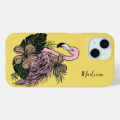 Douanenaam & Kleur Roze Flamingo Case-Mate iPhone Case (Achterkant (horizontaal))