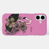 Douanenaam & Kleur Roze Flamingo Case-Mate iPhone Case (Achterkant (horizontaal))