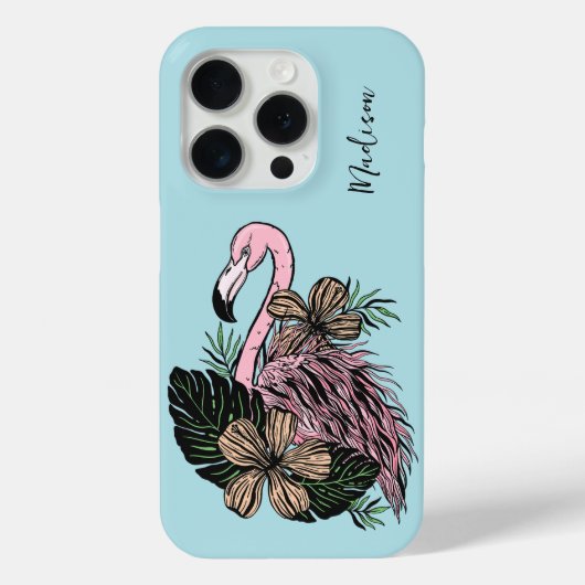 Douanenaam & Kleur Roze Flamingo Case-Mate iPhone Case (Achterkant)