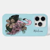 Douanenaam & Kleur Roze Flamingo Case-Mate iPhone Case (Achterkant (horizontaal))