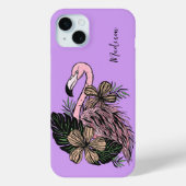 Douanenaam & Kleur Roze Flamingo Case-Mate iPhone Case (Achterkant)