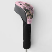 Douanenaam & Kleur Roze Flamingo Golfheadcover (Schuin)