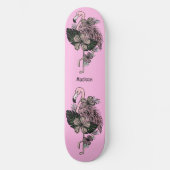 Douanenaam & Kleur Roze Flamingo Persoonlijk Skateboard (Voorkant)