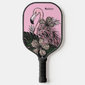 Douanenaam & Kleur Roze Flamingo Pickleball Paddle (Voorkant)