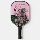 Douanenaam & Kleur Roze Flamingo Pickleball Paddle (Achterkant)