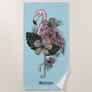 Douanenaam & Kleur Roze Flamingo Strandlaken