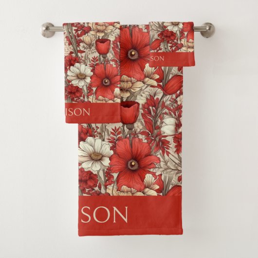 Douanenaam Kleurrijk Bloempatroon Bad Handdoek (Insitu)