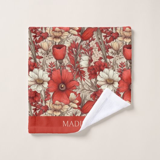 Douanenaam Kleurrijk Bloempatroon Bad Handdoek (Wasdoekje)