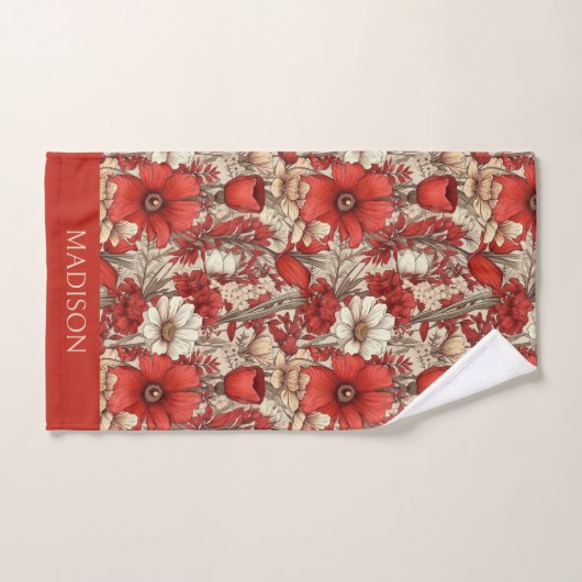 Douanenaam Kleurrijk Bloempatroon Bad Handdoek (Handdoek)