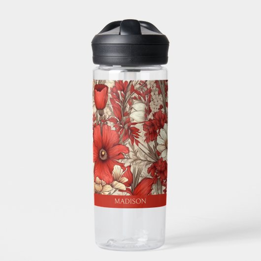 Douanenaam Kleurrijk Bloempatroon Waterfles (Voorkant)