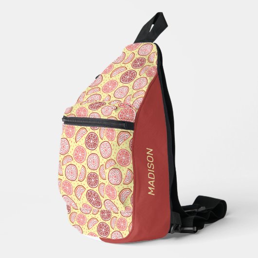 Douanenaam Kleurrijk Citruspatroon Sling Bag (Rechterhoek)