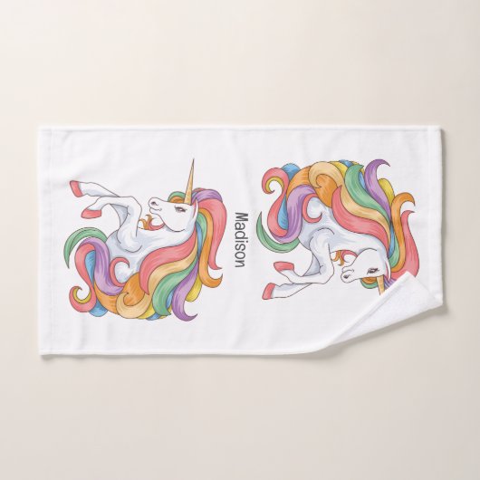 Douanenaam Kleurrijke Eenhoorn Bad Handdoek (Handdoek)