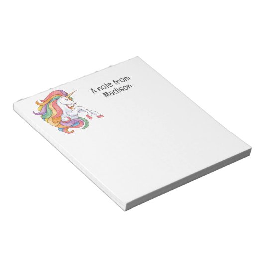 Douanenaam Kleurrijke Eenhoorn Notitieblok (Schuin)
