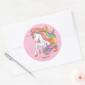 Douanenaam Kleurrijke Eenhoorn Ronde Sticker (Envelop)