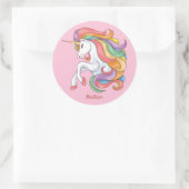 Douanenaam Kleurrijke Eenhoorn Ronde Sticker (Tas)