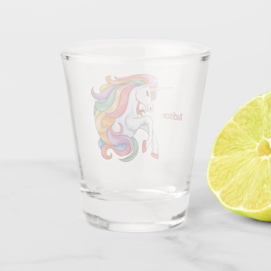 Douanenaam Kleurrijke Eenhoorn Shot Glas (Achterkant)