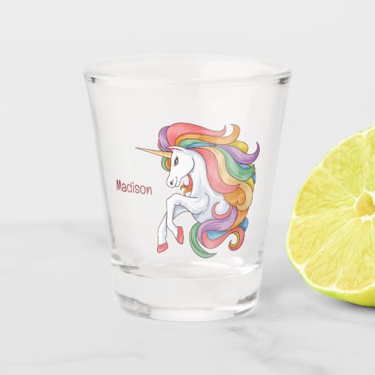 Douanenaam Kleurrijke Eenhoorn Shot Glas (Voorkant)