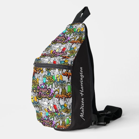 Douanenaam Kleurrijke Hiphop Patroon Sling Bag (Rechterhoek)