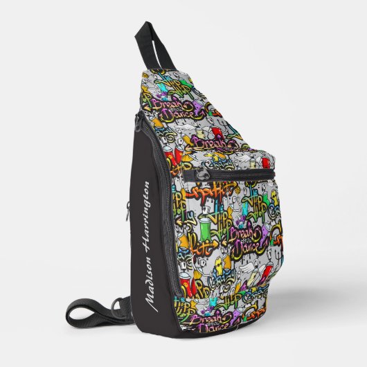 Douanenaam Kleurrijke Hiphop Patroon Sling Bag (Linkerhoek)