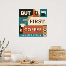 Douanenaam Kleurrijke Koffiecitaten Poster