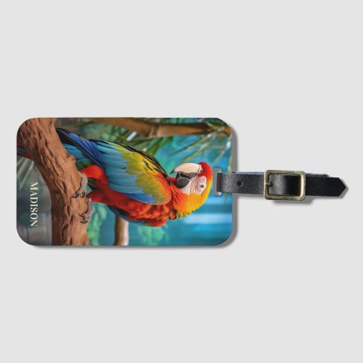 Douanenaam Kleurrijke Papegaai Bagagelabel (Voorkant (horizontaal))