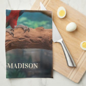 Douanenaam Kleurrijke Papegaai Theedoek (Quarter Fold)