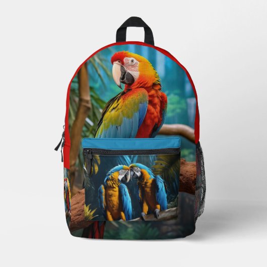 Douanenaam Kleurrijke ParrotS Bedrukte Rugzak (Voorkant)