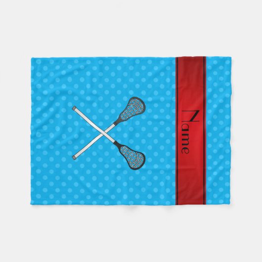 Douanenaam lacrosse sticks sky blue polka stips fleece deken (Voorkant (Horizontaal))