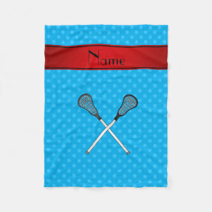 Douanenaam lacrosse sticks sky blue polka stips fleece deken