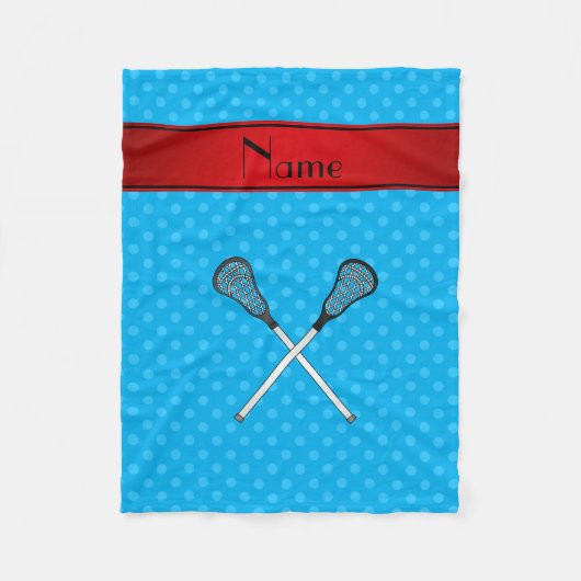 Douanenaam lacrosse sticks sky blue polka stips fleece deken (Voorkant)