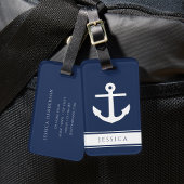 Douanenaam Marine Blauw Nautisch Bagagelabel