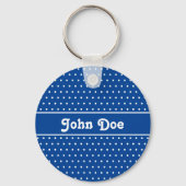 Douanenaam Marine Blauw Polka Dot Sleutelhanger (Voorkant)