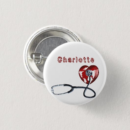 Douanenaam Medische Verpleegkundige Stethoscoop Ha Ronde Button 3,2 Cm (Voorkant /achterkant)