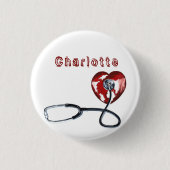 Douanenaam Medische Verpleegkundige Stethoscoop Ha Ronde Button 3,2 Cm (Voorkant)