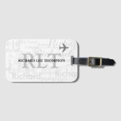 douanenaam met initialen gepersonaliseerd monogram bagagelabel (Voorkant (horizontaal))