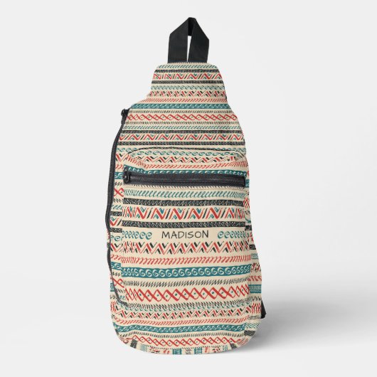 Douanenaam Mexicaans/Azteeks Patroon Sling Bag (Voorkant)